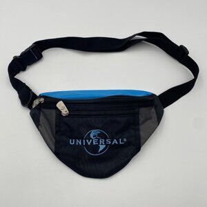 Universal Studios Fanny Pack Waist Belt Bag 3 Zip Pockets Blue Black Adjustable